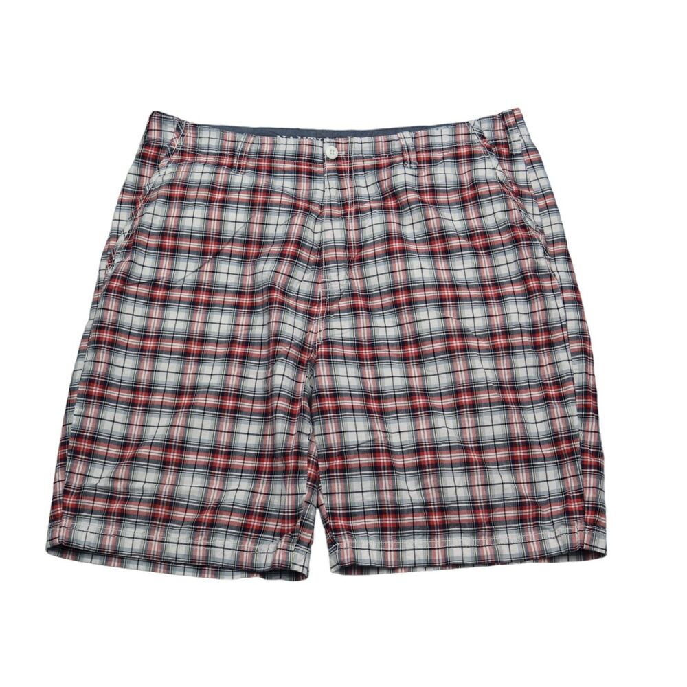 Nautica Shorts Mens 38 Multicolor Plaid Cotton High Rise Button Zip Slash Pocket